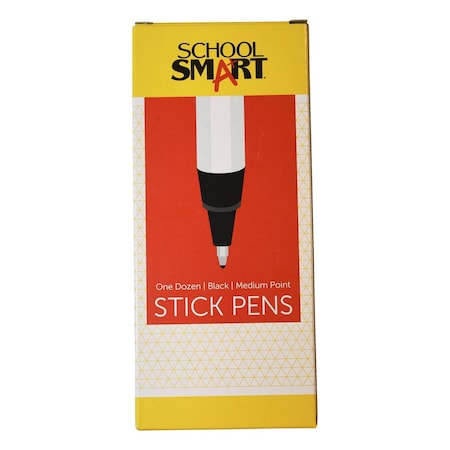 Round Stick Pen, Medium Tip, Black, Pack Of 12 PK